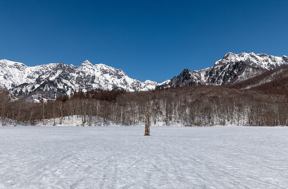 雪の鏡池